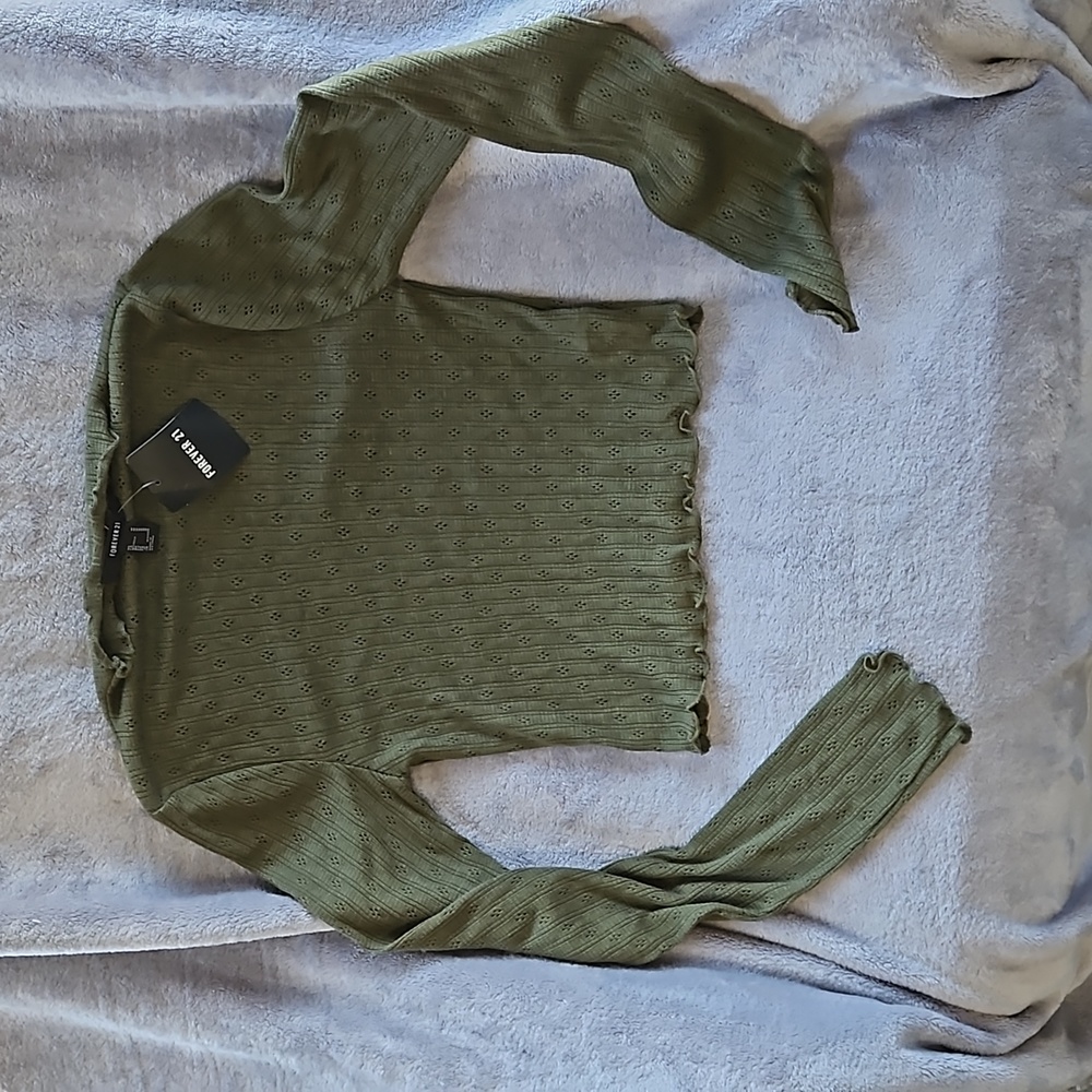 Forever 21 M Long Sleeve Crop Top Sheer